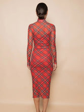 Load image into Gallery viewer, Plaid mesh midi dress - N/A
