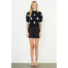 Load image into Gallery viewer, SHORT SLV ARGYLE TOP - BLACK
