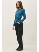 Load image into Gallery viewer, Ribbed Boatneck LS Tee - Teal
