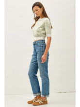 Load image into Gallery viewer, short slv stripe knit - Lime
