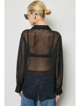 Load image into Gallery viewer, Sheer striped buttondown top - Black
