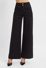 Load image into Gallery viewer, hi rise dbl button wide leg - BLACK
