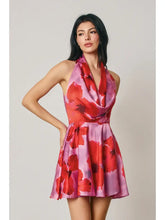 Load image into Gallery viewer, Tropical halter mini dress - Hibiscus
