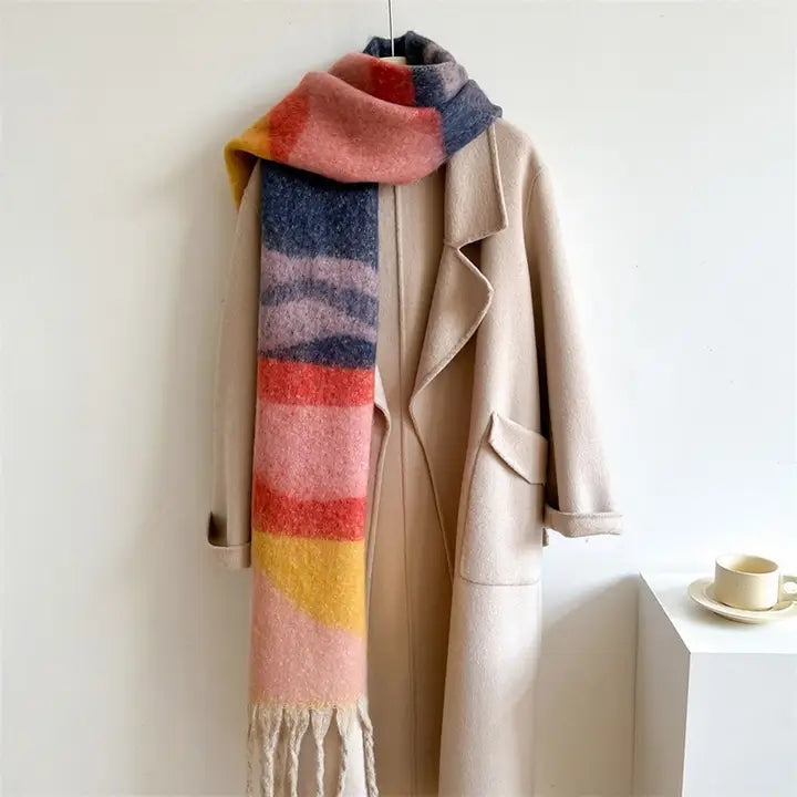 Colorblock Scarf - Blue pink
