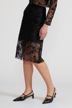 Load image into Gallery viewer, Lace sequin skirt - Black
