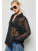 Load image into Gallery viewer, Sheer striped buttondown top - Black
