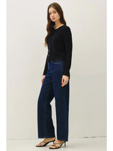 Load image into Gallery viewer, Ribbed Crewneck Cardigan - Black
