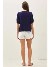 Load image into Gallery viewer, ruffle front tie blouse - Navy
