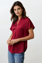 Load image into Gallery viewer, Satin drop shoulder blouse - Burgundy
