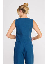 Load image into Gallery viewer, Assymetric Linen Vest - Blue
