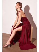 Load image into Gallery viewer, Halter dress with Slit - Burgundy
