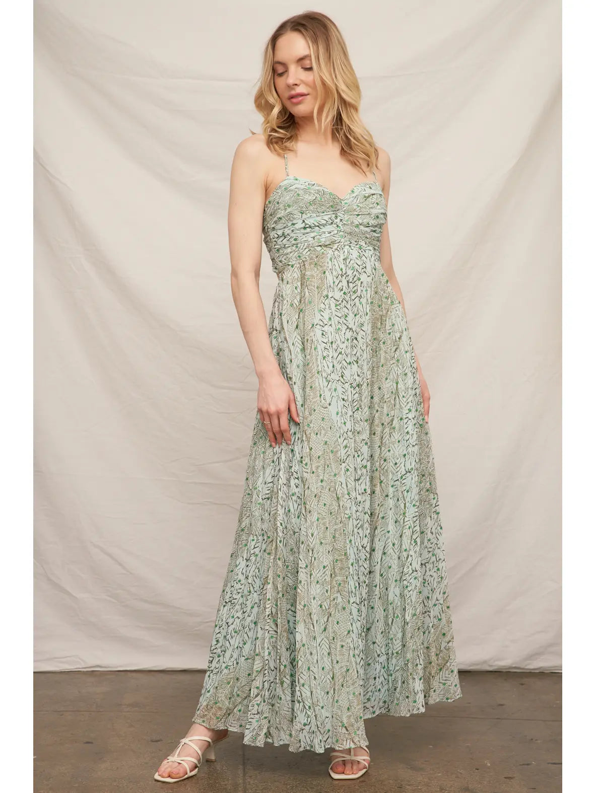 sage green floral maxi dress Standard / S Sage Green Floral Satin V-Neck Maxi Wrap Dress for Garden Parties & Resort Wear