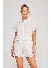 Load image into Gallery viewer, Linen Eyelet Lace Top - White
