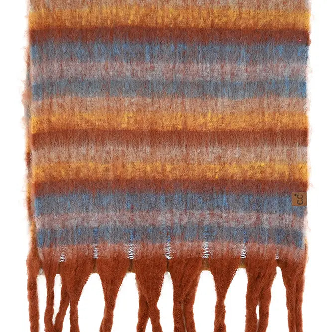 Striped multi color scarf - rust