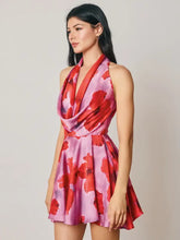 Load image into Gallery viewer, Tropical halter mini dress - Hibiscus
