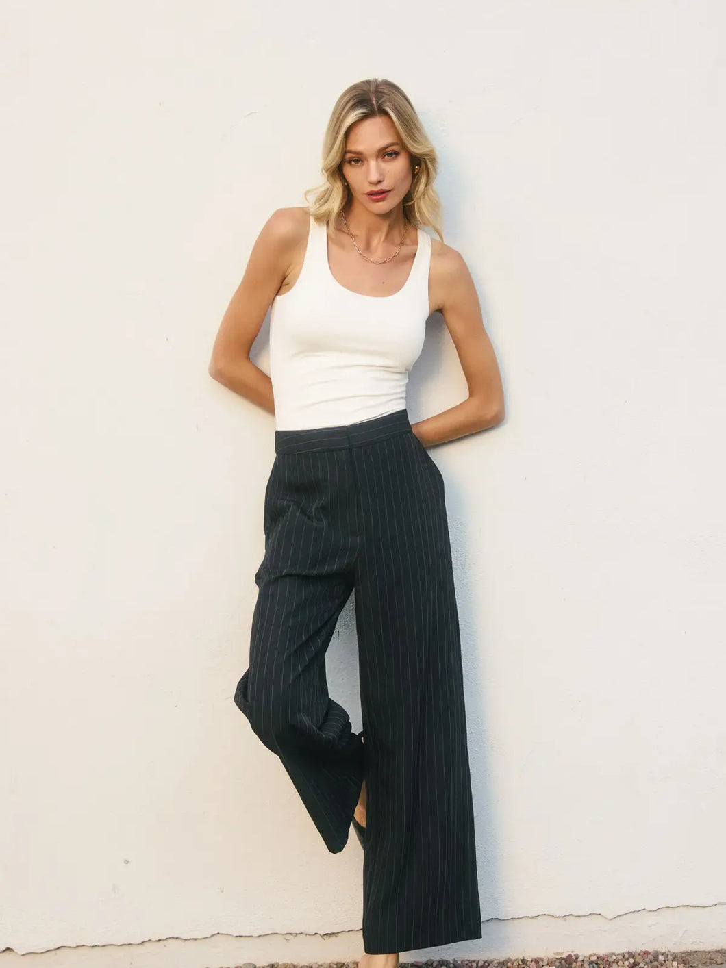 Pinstriped pants - Char/white