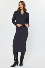 Load image into Gallery viewer, Collared neck Twofer dress - Charcoal
