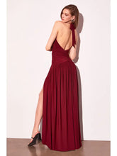 Load image into Gallery viewer, Halter dress with Slit - Burgundy
