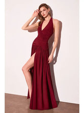 Load image into Gallery viewer, Halter dress with Slit - Burgundy
