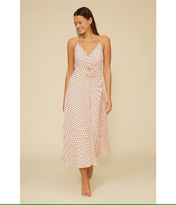 Rose pleated dress - Cream red