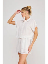 Load image into Gallery viewer, Linen Eyelet Lace Top - White
