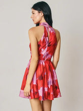 Load image into Gallery viewer, Tropical halter mini dress - Hibiscus
