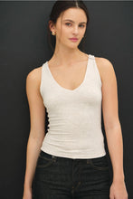Load image into Gallery viewer, dbl lined v neck tank - oatmeal
