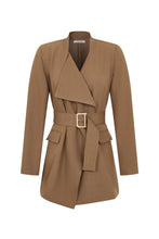 Load image into Gallery viewer, Belted drape jacket - Tan

