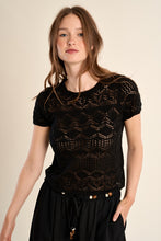 Load image into Gallery viewer, Short sleeve crochet knit - Black
