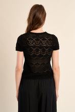 Load image into Gallery viewer, Short sleeve crochet knit - Black
