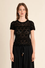 Load image into Gallery viewer, Short sleeve crochet knit - Black
