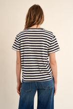 Load image into Gallery viewer, V neck stripe Tee - Navy
