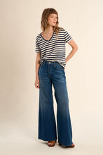 Load image into Gallery viewer, V neck stripe Tee - Navy
