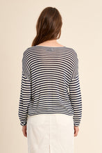 Load image into Gallery viewer, Long sleeve V Top - Stripe navy
