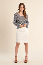 Load image into Gallery viewer, Long sleeve V Top - Stripe navy
