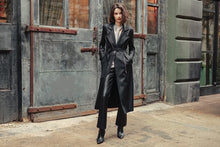 Load image into Gallery viewer, liquid leather trench - black
