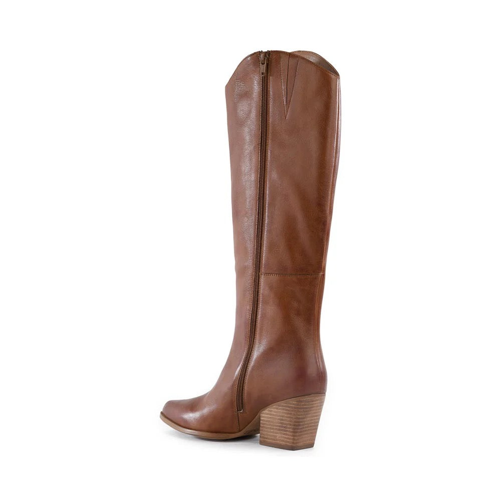 tall leather boots - tan