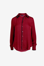 Load image into Gallery viewer, blanket stitch silky button blouse - red
