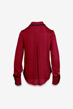 Load image into Gallery viewer, blanket stitch silky button blouse - red
