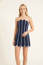 Load image into Gallery viewer, scalopped neck halter mini dress - navy
