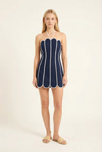 Load image into Gallery viewer, scalopped neck halter mini dress - navy
