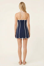 Load image into Gallery viewer, scalopped neck halter mini dress - navy
