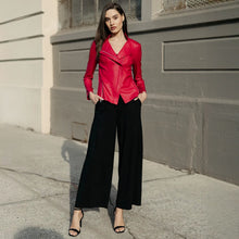 Load image into Gallery viewer, Liquid leather knit jkt - red

