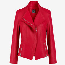 Load image into Gallery viewer, Liquid leather knit jkt - red
