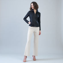 Load image into Gallery viewer, liquid leather center zip jkt - black
