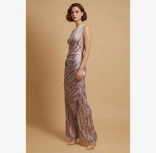 Load image into Gallery viewer, one shoulder draper satin set - multi lavnder
