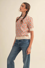 Load image into Gallery viewer, floral short sleeve sweater - orange

