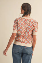 Load image into Gallery viewer, floral short sleeve sweater - orange
