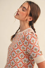 Load image into Gallery viewer, floral short sleeve sweater - orange
