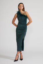 Load image into Gallery viewer, One shoulder feather dress - Teal
